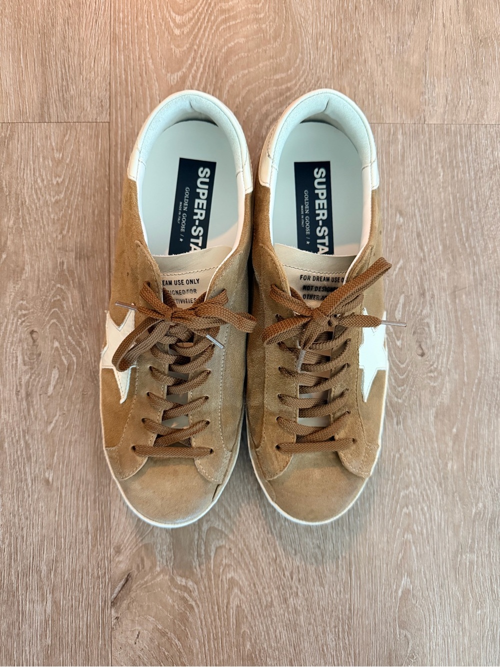 Golden Goose Men’s Suede Super-Star Sneaker in Brown and White